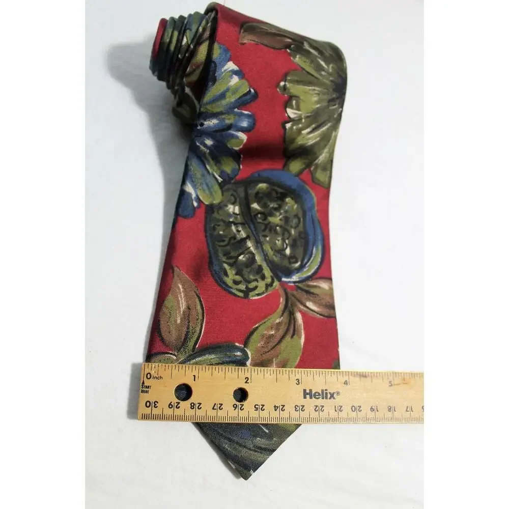 Vintage STUART HUGHES Silk Necktie, Maroon-Blue-Green, 4 X 56 Inches